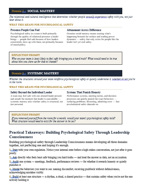 Leadership Consciousness for Psychological Safety